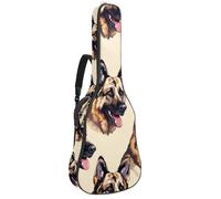 KengjuTesu Étui souple pour guitare acoustique de 109 cm avec sangle à dos et 2 poches, imprimé berger allemand, sans rembourrage, sac à dos imperméable en tissu Oxford pour guitare basse,