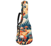 KengjuTesu Étui souple pour guitare acoustique de 109 cm avec sangle à dos et 2 poches, itinéraires de voyage en Chine, sac à dos sans rembourrage en tissu Oxford imperméable pour guitare basse,