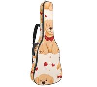 KengjuTesu Étui souple pour guitare acoustique de 109 cm avec sangle à dos et 2 poches Love Hearts Golden Retriever, sac à dos sans rembourrage en tissu Oxford imperméable pour guitare basse,