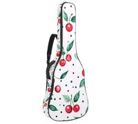 KengjuTesu Étui souple pour guitare acoustique de 109 cm avec sangle à dos et 2 poches, motif à pois vert cerise, sans rembourrage, sac à dos imperméable en tissu Oxford pour guitare basse,