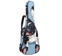 KengjuTesu Étui souple pour guitare acoustique de 109 cm avec sangle à dos et 2 poches, motif bouledogue français, sans rembourrage, sac à dos imperméable en tissu Oxford pour guitare basse,