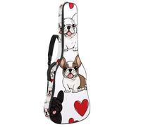 KengjuTesu Étui souple pour guitare acoustique de 109 cm avec sangle à dos et 2 poches, motif bouledogue français, sans rembourrage, sac à dos imperméable en tissu Oxford pour guitare basse,