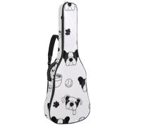 KengjuTesu Étui souple pour guitare acoustique de 109 cm avec sangle à dos et 2 poches, motif bouledogue français, sans rembourrage, sac à dos imperméable en tissu Oxford pour guitare basse,