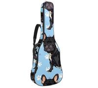 KengjuTesu Étui souple pour guitare acoustique de 109 cm avec sangle à dos et 2 poches, motif bouledogue français, sans rembourrage, sac à dos imperméable en tissu Oxford pour guitare basse,