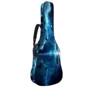 KengjuTesu Étui souple pour guitare acoustique de 109 cm avec sangle à dos et 2 poches, motif chat lion bleu ciel, sans rembourrage, sac à dos imperméable en tissu Oxford pour guitare basse,