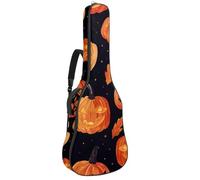 KengjuTesu Étui souple pour guitare acoustique de 109 cm avec sangle à dos et 2 poches, motif citrouille sacrée de dessin animé, sac à dos sans rembourrage, sac à dos imperméable en tissu Oxford pour