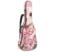 KengjuTesu Étui souple pour guitare acoustique de 109 cm avec sangle à dos et 2 poches, motif cœur rose, sans rembourrage, sac à dos imperméable en tissu Oxford pour guitare basse, multicolore, Taille