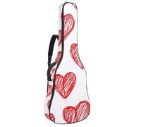 KengjuTesu Étui souple pour guitare acoustique de 109 cm avec sangle à dos et 2 poches, motif cœur rouge, sans rembourrage, sac à dos imperméable en tissu Oxford pour guitare basse, multicolore,