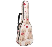 KengjuTesu Étui souple pour guitare acoustique de 109 cm avec sangle à dos et 2 poches, motif cœurs Golden Retriever, sans rembourrage, sac à dos imperméable en tissu Oxford pour guitare basse,