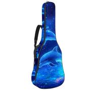 KengjuTesu Étui souple pour guitare acoustique de 109 cm avec sangle à dos et 2 poches, motif dauphin de lotus étoilé, sans rembourrage, sac à dos imperméable en tissu Oxford pour guitare basse,