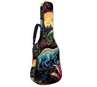 KengjuTesu Étui souple pour guitare acoustique de 109 cm avec sangle à dos et 2 poches Motif dinosaures anciens F, sans rembourrage, sac à dos imperméable en tissu Oxford pour guitare basse,