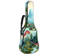 KengjuTesu Étui souple pour guitare acoustique de 109 cm avec sangle à dos et 2 poches Motif dinosaures anciens C, sans rembourrage, sac à dos imperméable en tissu Oxford pour guitare basse,