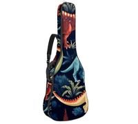 KengjuTesu Étui souple pour guitare acoustique de 109 cm avec sangle à dos et 2 poches Motif dinosaures anciens B, sans rembourrage, sac à dos imperméable en tissu Oxford pour guitare basse,