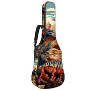 KengjuTesu Étui souple pour guitare acoustique de 109 cm avec sangle à dos et 2 poches Motif dinosaures anciens H, sans rembourrage, sac à dos imperméable en tissu Oxford pour guitare basse,