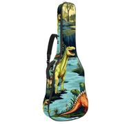 KengjuTesu Étui souple pour guitare acoustique de 109 cm avec sangle à dos et 2 poches Motif dinosaures anciens G, sans rembourrage, sac à dos imperméable en tissu Oxford pour guitare basse,