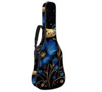 KengjuTesu Étui souple pour guitare acoustique de 109 cm avec sangle à dos et 2 poches, motif fleur, papillon, lune, sans rembourrage, sac à dos imperméable en tissu Oxford pour guitare basse,