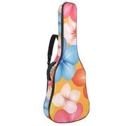 KengjuTesu Étui souple pour guitare acoustique de 109 cm avec sangle à dos et 2 poches Motif floral Fushi Beach Sans rembourrage Sac à dos imperméable en tissu Oxford pour guitare basse, multicolore,