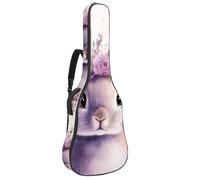 KengjuTesu Étui souple pour guitare acoustique de 109 cm avec sangle à dos et 2 poches, motif floral, papillon, lapin, sac à dos sans rembourrage, sac à dos imperméable en tissu Oxford pour guitare