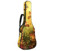 KengjuTesu Étui souple pour guitare acoustique de 109 cm avec sangle à dos et 2 poches, motif girafe, fleur, papillon, sans rembourrage, sac à dos imperméable en tissu Oxford pour guitare basse,