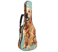 KengjuTesu Étui souple pour guitare acoustique de 109 cm avec sangle à dos et 2 poches, motif Golden Retriever, sans rembourrage, sac à dos imperméable en tissu Oxford pour guitare basse, multicolore,