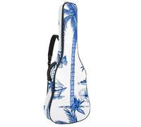 KengjuTesu Étui souple pour guitare acoustique de 109 cm avec sangle à dos et 2 poches Motif île tropicale bleue, sans rembourrage, sac à dos imperméable en tissu Oxford pour guitare basse,