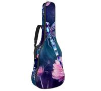 KengjuTesu Étui souple pour guitare acoustique de 109 cm avec sangle à dos et 2 poches, motif libellule violette, sans rembourrage, sac à dos imperméable en tissu Oxford pour guitare basse,