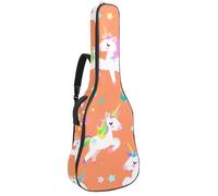 KengjuTesu Étui souple pour guitare acoustique de 109 cm avec sangle à dos et 2 poches, motif licorne, étoiles, arc-en-ciel, sac à dos sans rembourrage, tissu Oxford imperméable pour guitare basse