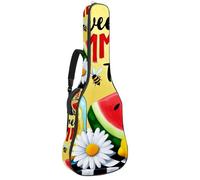 KengjuTesu Étui souple pour guitare acoustique de 109 cm avec sangle à dos et 2 poches, motif licorne, étoiles, arc-en-ciel, sac à dos sans rembourrage, tissu Oxford imperméable pour guitare basse