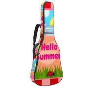 KengjuTesu Étui souple pour guitare acoustique de 109 cm avec sangle à dos et 2 poches, motif licorne, étoiles, arc-en-ciel, sac à dos sans rembourrage, tissu Oxford imperméable pour guitare basse