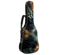 KengjuTesu Étui souple pour guitare acoustique de 109 cm avec sangle à dos et 2 poches, motif lion étoilé, sans rembourrage, sac à dos imperméable en tissu Oxford pour guitare basse, multicolore,