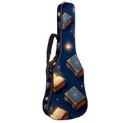KengjuTesu Étui souple pour guitare acoustique de 109 cm avec sangle à dos et 2 poches, motif livres magiques, sac à dos sans rembourrage, sac à dos imperméable en tissu Oxford pour guitare basse