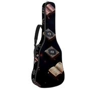 KengjuTesu Étui souple pour guitare acoustique de 109 cm avec sangle à dos et 2 poches, motif livres magiques, sac à dos sans rembourrage, sac à dos imperméable en tissu Oxford pour guitare basse