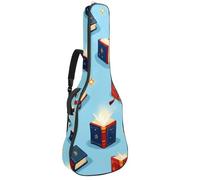 KengjuTesu Étui souple pour guitare acoustique de 109 cm avec sangle à dos et 2 poches, motif livres magiques, sac à dos sans rembourrage, sac à dos imperméable en tissu Oxford pour guitare basse