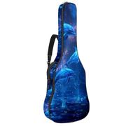 KengjuTesu Étui souple pour guitare acoustique de 109 cm avec sangle à dos et 2 poches, motif lotus bleu dauphin, sans rembourrage, sac à dos imperméable en tissu Oxford pour guitare basse,