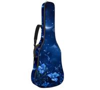 KengjuTesu Étui souple pour guitare acoustique de 109 cm avec sangle à dos et 2 poches, motif lune bleue, papillon, fleur, sac à dos sans rembourrage en tissu Oxford imperméable pour guitare basse,