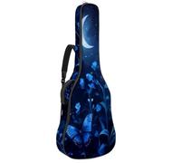 KengjuTesu Étui souple pour guitare acoustique de 109 cm avec sangle à dos et 2 poches, motif lune, papillon, fleur, sac à dos sans rembourrage en tissu Oxford imperméable pour guitare basse,