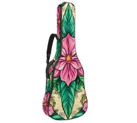 KengjuTesu Étui souple pour guitare acoustique de 109 cm avec sangle à dos et 2 poches motif mandala fleurs, sac à dos sans rembourrage imperméable en tissu Oxford pour guitare basse, multicolore,
