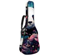 KengjuTesu Étui souple pour guitare acoustique de 109 cm avec sangle à dos et 2 poches, motif panda du monde floral, sac à dos sans rembourrage, sac à dos imperméable en tissu Oxford pour guitare