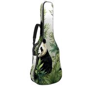 KengjuTesu Étui souple pour guitare acoustique de 109 cm avec sangle à dos et 2 poches, motif panda de la forêt, sans rembourrage, sac à dos imperméable en tissu Oxford pour guitare basse,