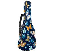KengjuTesu Étui souple pour guitare acoustique de 109 cm avec sangle à dos et 2 poches, motif papillon de jardin bleu, sans rembourrage, sac à dos imperméable en tissu Oxford pour guitare basse,