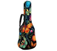 KengjuTesu Étui souple pour guitare acoustique de 109 cm avec sangle à dos et 2 poches Motif papillon D, sans rembourrage, sac à dos imperméable en tissu Oxford pour guitare basse, multicolore, Taille