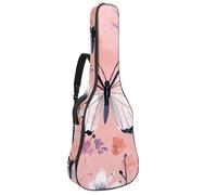 KengjuTesu Étui souple pour guitare acoustique de 109 cm avec sangle à dos et 2 poches, motif papillon rose, sans rembourrage, sac à dos imperméable en tissu Oxford pour guitare basse, multicolore,
