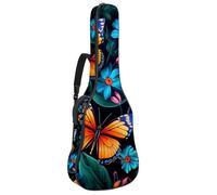 KengjuTesu Étui souple pour guitare acoustique de 109 cm avec sangle à dos et 2 poches Motif papillon coloré H sans rembourrage Sac à dos imperméable en tissu Oxford pour guitare basse, multicolore,