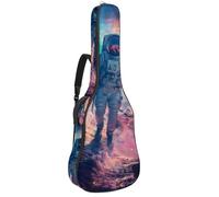 KengjuTesu Étui souple pour guitare acoustique de 109 cm avec sangle à dos et 2 poches, motif planète astronaute, sans rembourrage, sac à dos imperméable en tissu Oxford pour guitare basse,