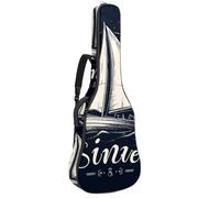 KengjuTesu Étui souple pour guitare acoustique de 109 cm avec sangle à dos et 2 poches Motif rayures et nœuds roses, sans rembourrage, sac à dos imperméable en tissu Oxford pour guitare basse