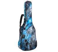 KengjuTesu Étui souple pour guitare acoustique de 109 cm avec sangle à dos et 2 poches, motif renard bleu et gris, sans rembourrage, sac à dos imperméable en tissu Oxford pour guitare basse,