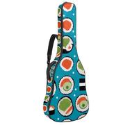 KengjuTesu Étui souple pour guitare acoustique de 109 cm avec sangle à dos et 2 poches, motif rouleau de sushis, sac à dos sans rembourrage, sac à dos imperméable en tissu Oxford pour guitare basse,