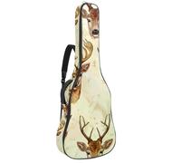 KengjuTesu Étui souple pour guitare acoustique de 109 cm avec sangle à dos et 2 poches, motif tête de cerf Sika, sans rembourrage, sac à dos imperméable en tissu Oxford pour guitare basse,
