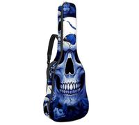 KengjuTesu Étui souple pour guitare acoustique de 109 cm avec sangle à dos et 2 poches, motif tête de mort et papillon, sans rembourrage, sac à dos imperméable en tissu Oxford pour guitare basse,