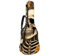 KengjuTesu Étui souple pour guitare acoustique de 109 cm avec sangle à dos et 2 poches, motif tête de mort, demi-tournesol, sans rembourrage, sac à dos imperméable en tissu Oxford pour guitare basse,